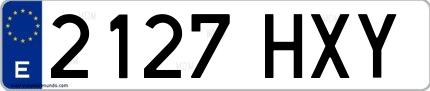 Ejemplo de matrícula española 2127 HXY
