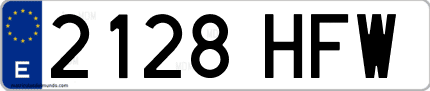 Ejemplo de matrícula de coche ordinaria 2128 HFW