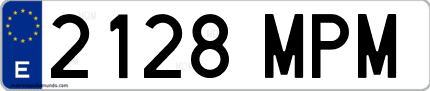 Ejemplo de matrícula de coche ordinaria 2128 MPM