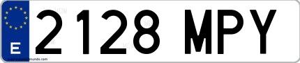 Ejemplo de matrícula española 2128 MPY