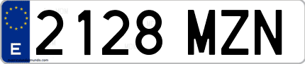 Ejemplo de matrícula de coche ordinaria 2128 MZN