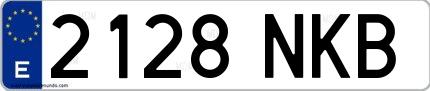 Ejemplo de matrícula española 2128 NKB