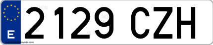 Ejemplo de matrícula de coche ordinaria 2129 CZH