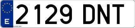 Ejemplo de matrícula española 2129 DNT