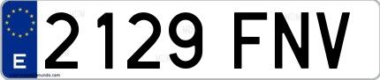 Ejemplo de matrícula española 2129 FNV