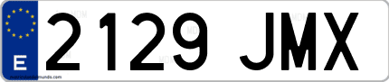 Ejemplo de matrícula de coche ordinaria 2129 JMX