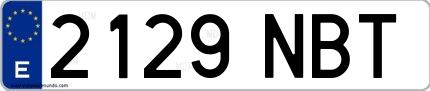 Ejemplo de matrícula española 2129 NBT