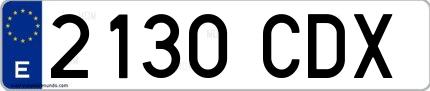 Ejemplo de matrícula española 2130 CDX