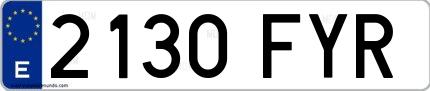 Ejemplo de matrícula española 2130 FYR