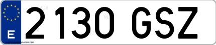 Ejemplo de matrícula española 2130 GSZ