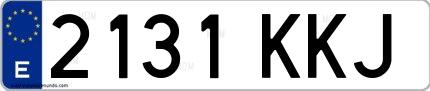 Ejemplo de matrícula española 2131 KKJ