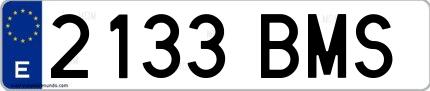 Ejemplo de matrícula española 2133 BMS