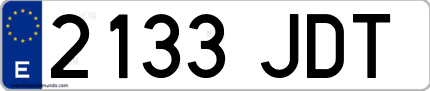 Ejemplo de matrícula de coche ordinaria 2133 JDT