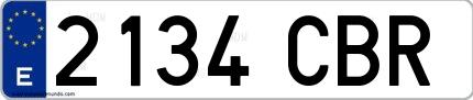 Ejemplo de matrícula española 2134 CBR