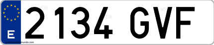 Ejemplo de matrícula de coche ordinaria 2134 GVF