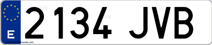 Ejemplo de matrícula de coche ordinaria 2134 JVB