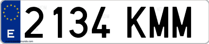 Ejemplo de matrícula de coche ordinaria 2134 KMM