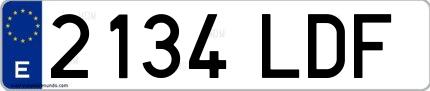 Ejemplo de matrícula española 2134 LDF