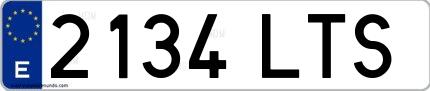Ejemplo de matrícula española 2134 LTS