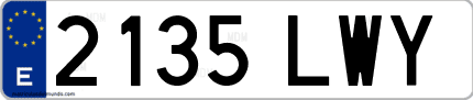 Ejemplo de matrícula de coche ordinaria 2135 LWY