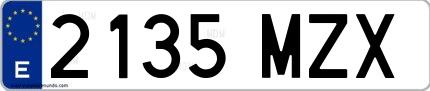 Ejemplo de matrícula española 2135 MZX