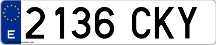 Ejemplo de matrícula de coche ordinaria 2136 CKY