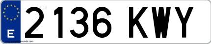 Ejemplo de matrícula española 2136 KWY
