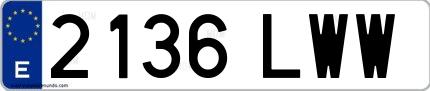 Ejemplo de matrícula española 2136 LWW