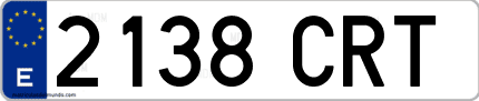 Ejemplo de matrícula de coche ordinaria 2138 CRT