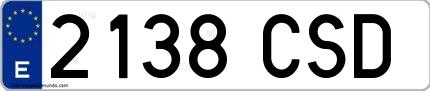 Ejemplo de matrícula española 2138 CSD