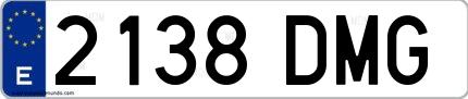 Ejemplo de matrícula española 2138 DMG
