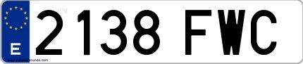 Ejemplo de matrícula española 2138 FWC