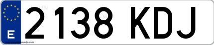 Ejemplo de matrícula española 2138 KDJ