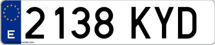 Ejemplo de matrícula de coche ordinaria 2138 KYD