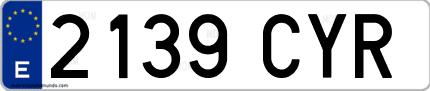 Ejemplo de matrícula de coche ordinaria 2139 CYR
