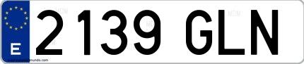 Ejemplo de matrícula española 2139 GLN