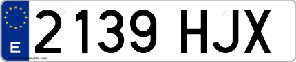 Ejemplo de matrícula de coche ordinaria 2139 HJX