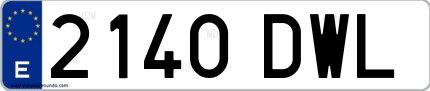 Ejemplo de matrícula española 2140 DWL