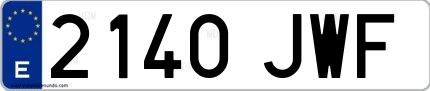 Ejemplo de matrícula española 2140 JWF