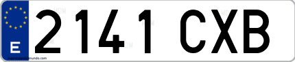 Ejemplo de matrícula de coche ordinaria 2141 CXB