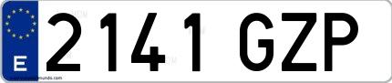 Ejemplo de matrícula española 2141 GZP