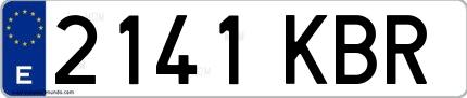 Ejemplo de matrícula española 2141 KBR