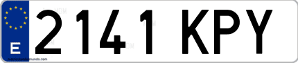 Ejemplo de matrícula de coche ordinaria 2141 KPY