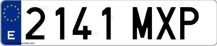Ejemplo de matrícula española 2141 MXP