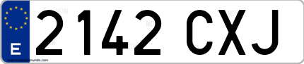 Ejemplo de matrícula de coche ordinaria 2142 CXJ