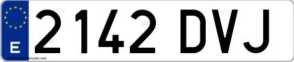 Ejemplo de matrícula española 2142 DVJ