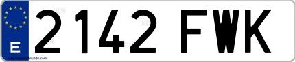 Ejemplo de matrícula española 2142 FWK
