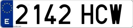 Ejemplo de matrícula española 2142 HCW