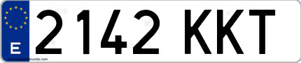 Ejemplo de matrícula de coche ordinaria 2142 KKT