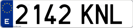 Ejemplo de matrícula de coche ordinaria 2142 KNL
